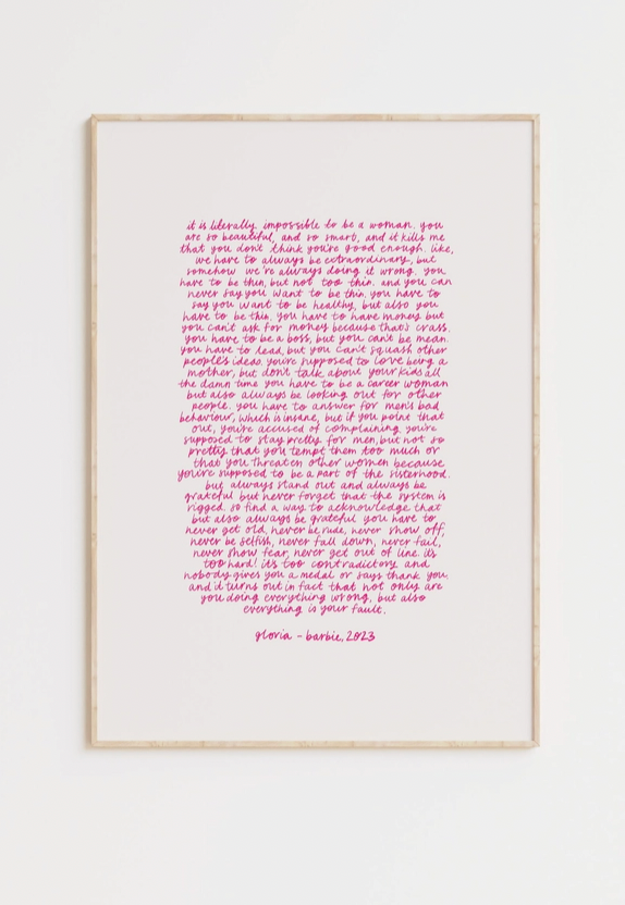 Barbie Monologue Quote Print