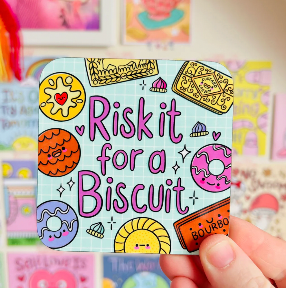 Risk It For A Biscuit - Drinks Coaster