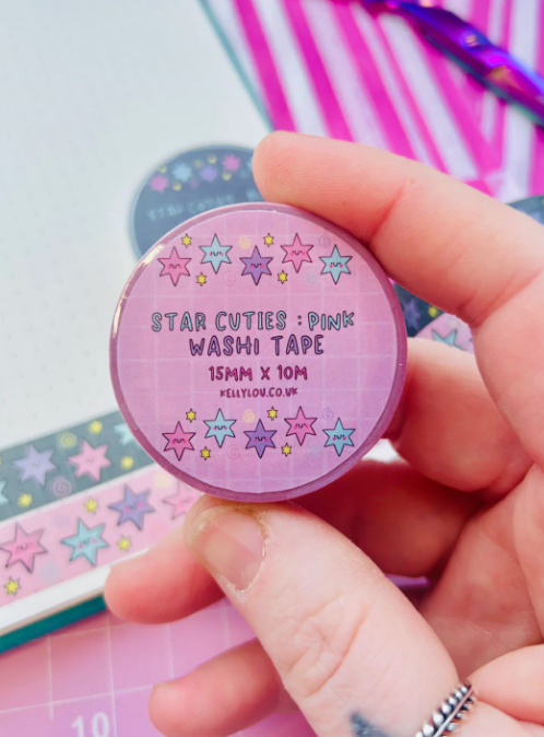 Star Cuties - Vertical Washi Tape Pink