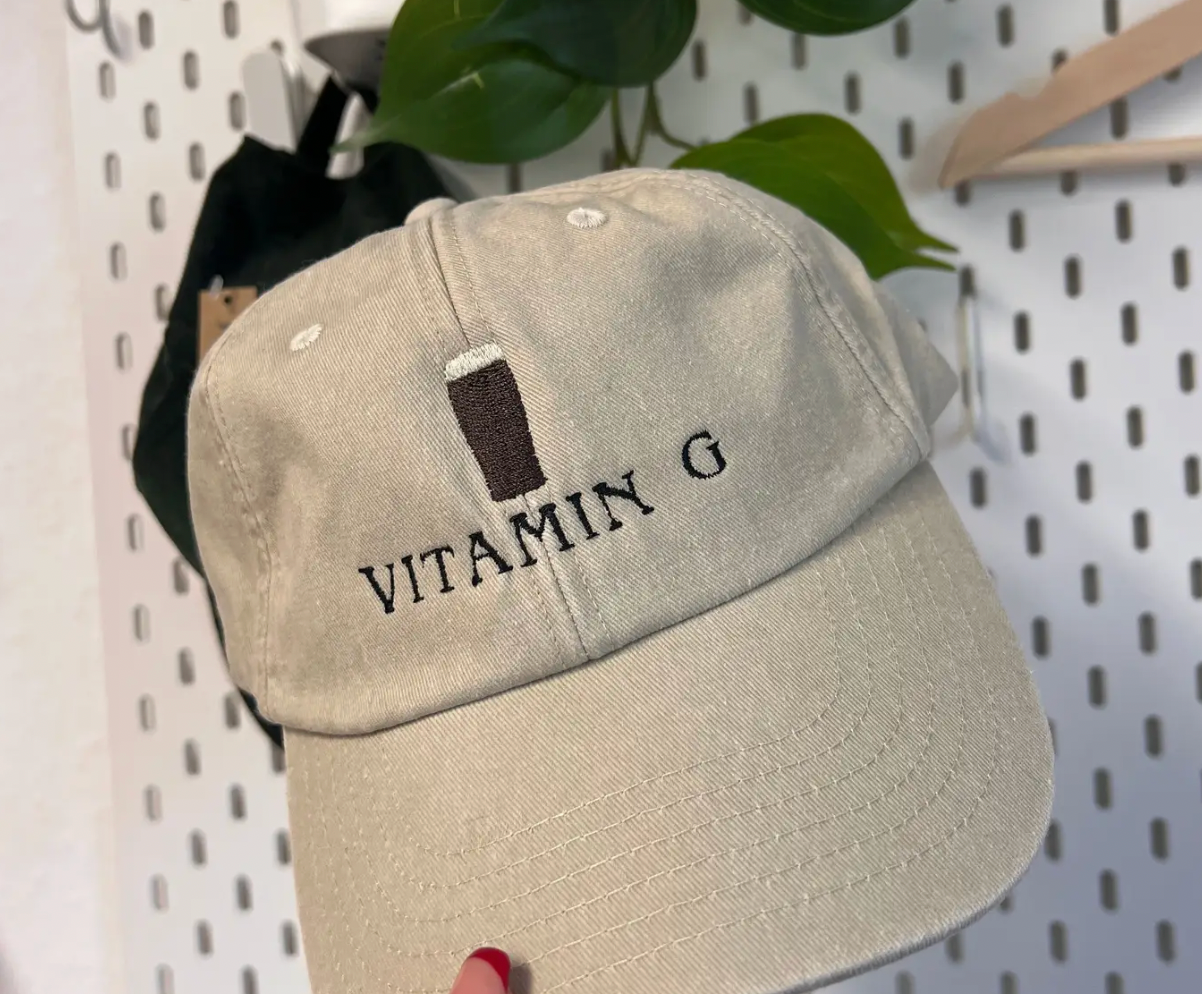“Vitamin G” Guinness-Inspired Embroidered Cap - Vintage Sand