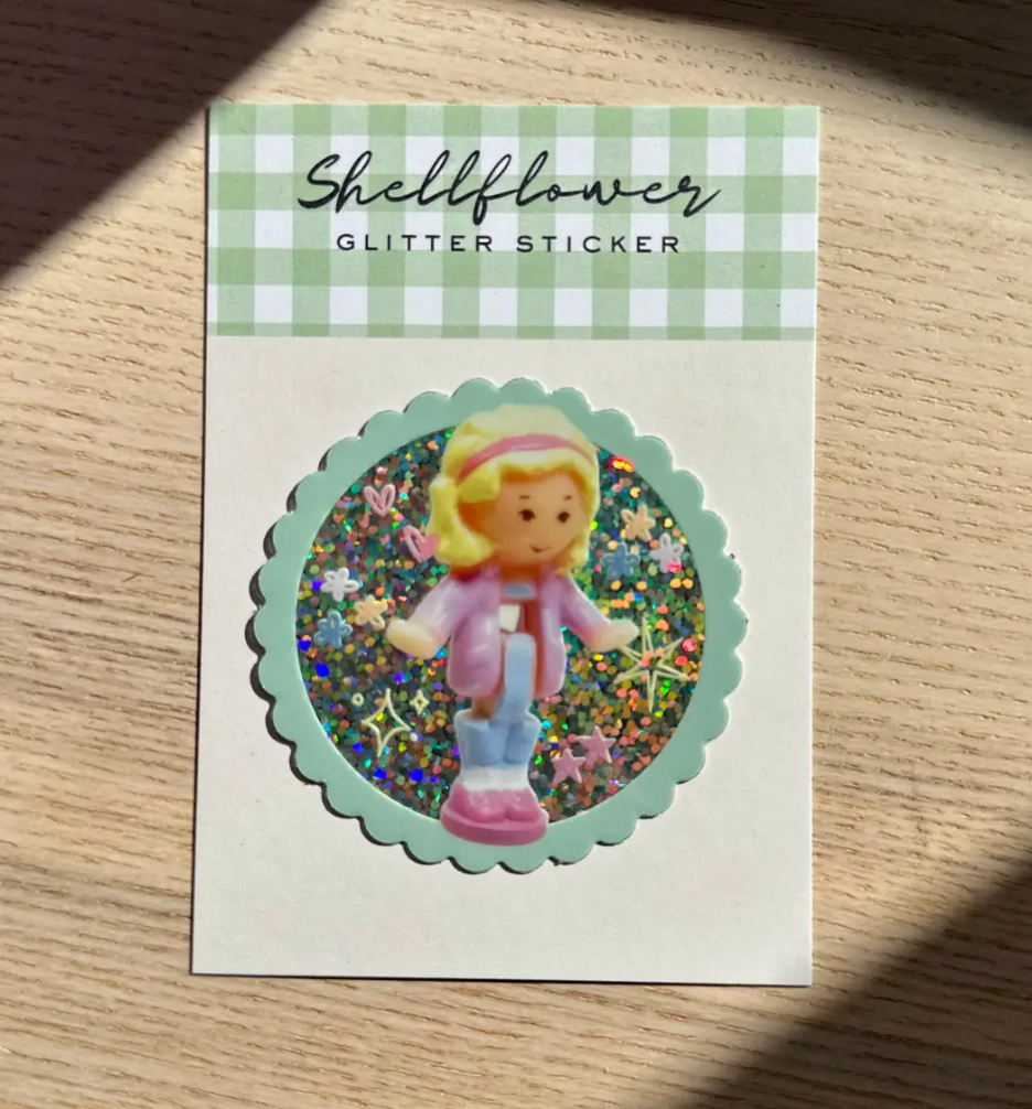 Polly Pocket Girl Glitter Vinyl Sticker