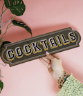 Cocktails Rectangle Sign - Bronze