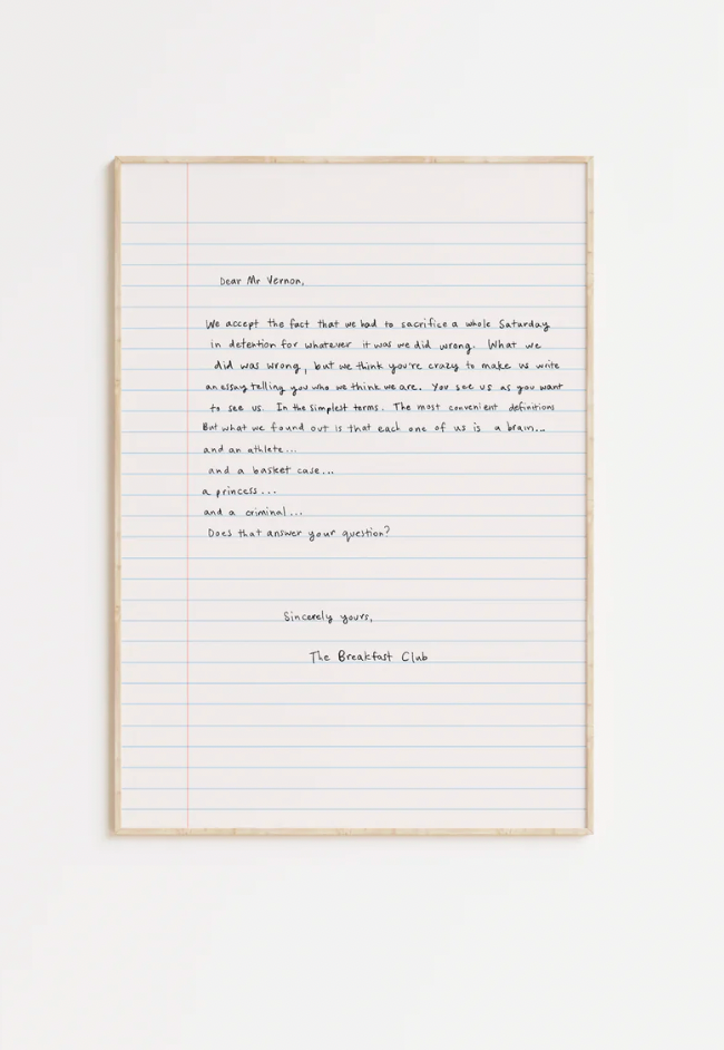The Breakfast Club Quote Print