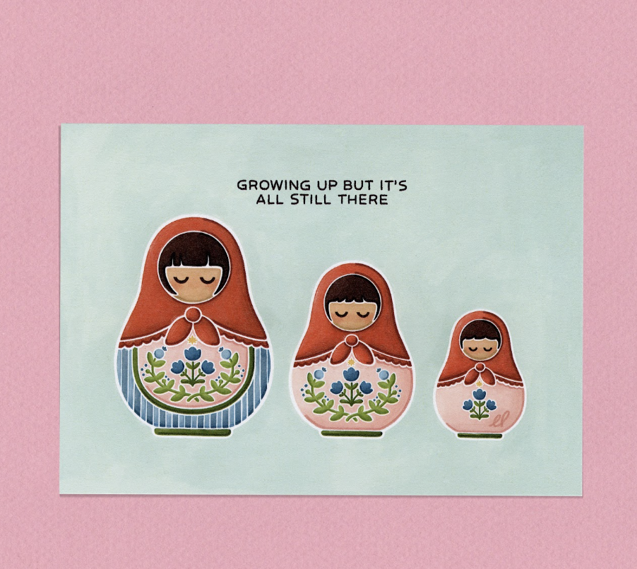 Growing Up Dolls Postcard