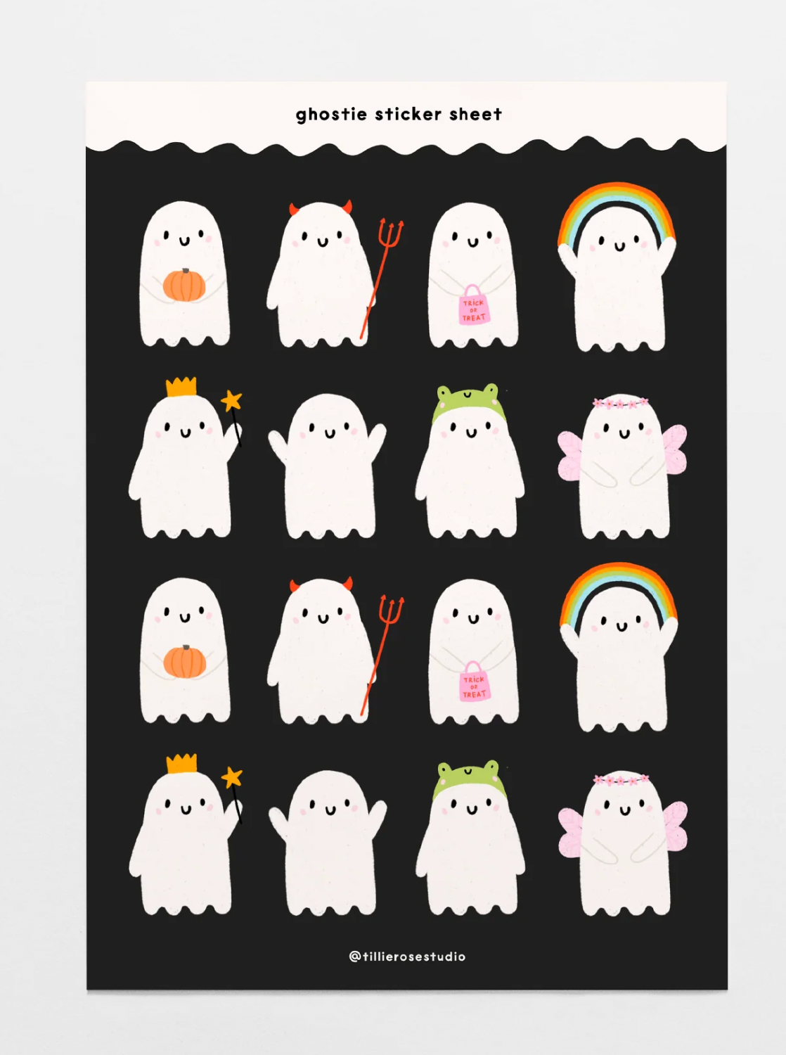 Ghosties Black Sticker Sheet