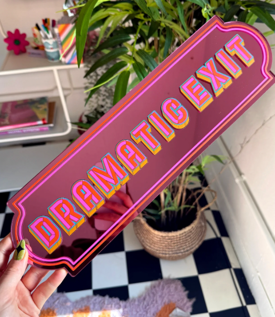 Dramatic Exit Small Rectangle Sign - Playful Pink