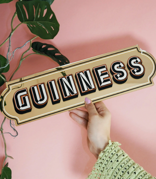 Guinness Small Rectangle Sign - Warm Gold