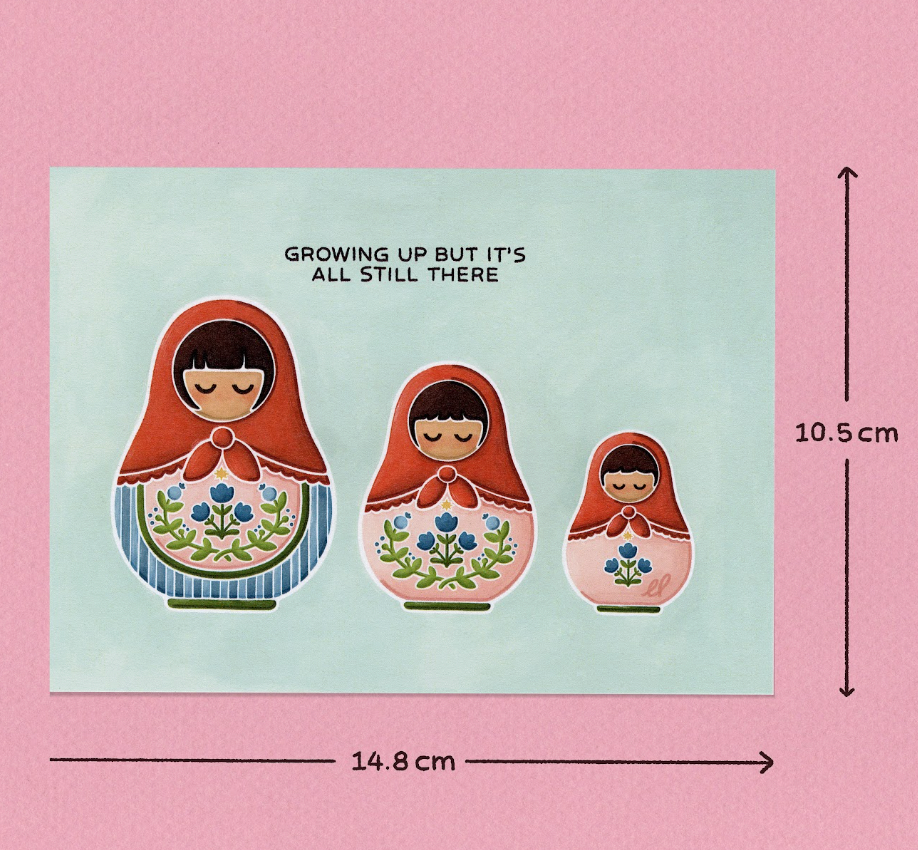 Growing Up Dolls Postcard