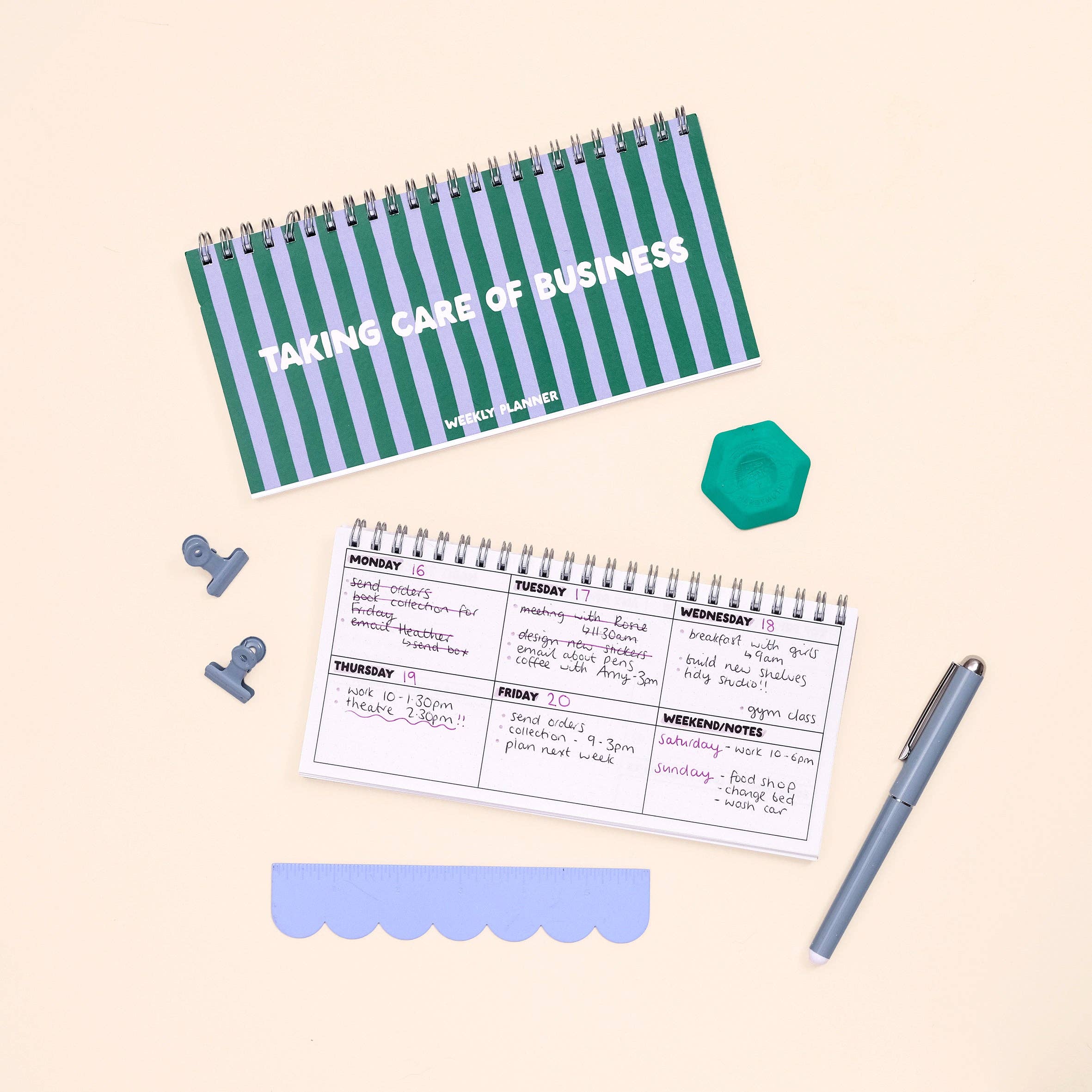 Ringbound Week Planner - Blue & Green
