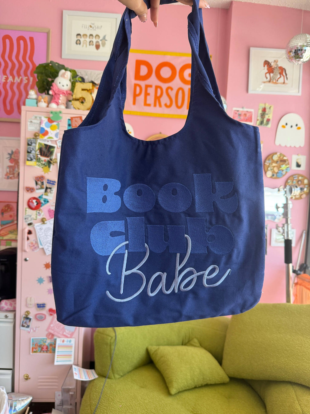 Embroidered Blue Book Club Babe Totebag