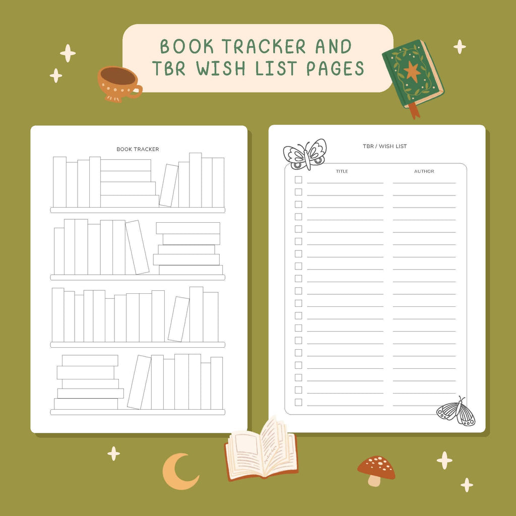 Reading Journal Fantasy Forest Book Review Notebook