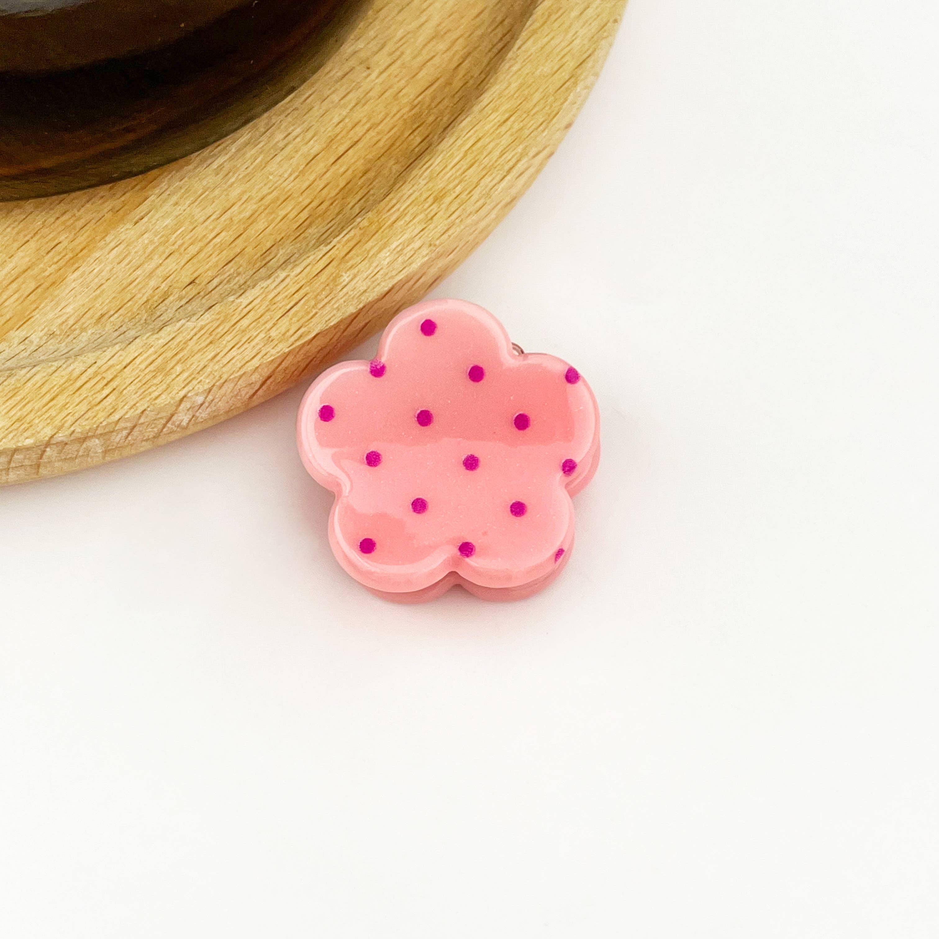 Sweet Polka Dot Flower Mini Hair Claw Clips