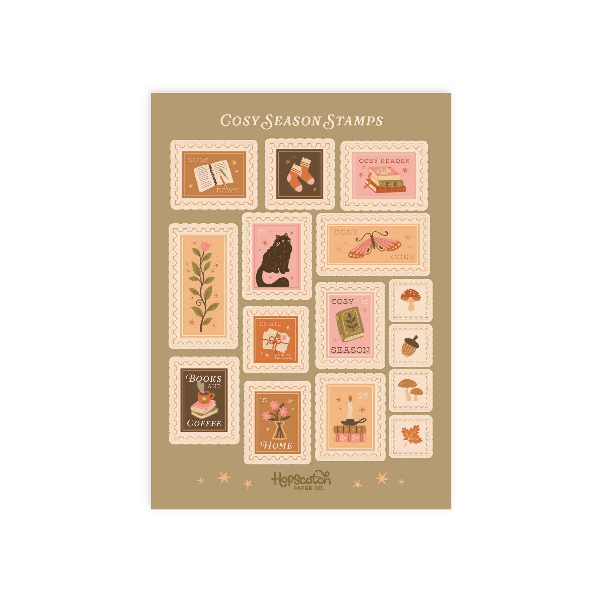 Cosy Season Stamps Sticker Sheet - Book Gifts