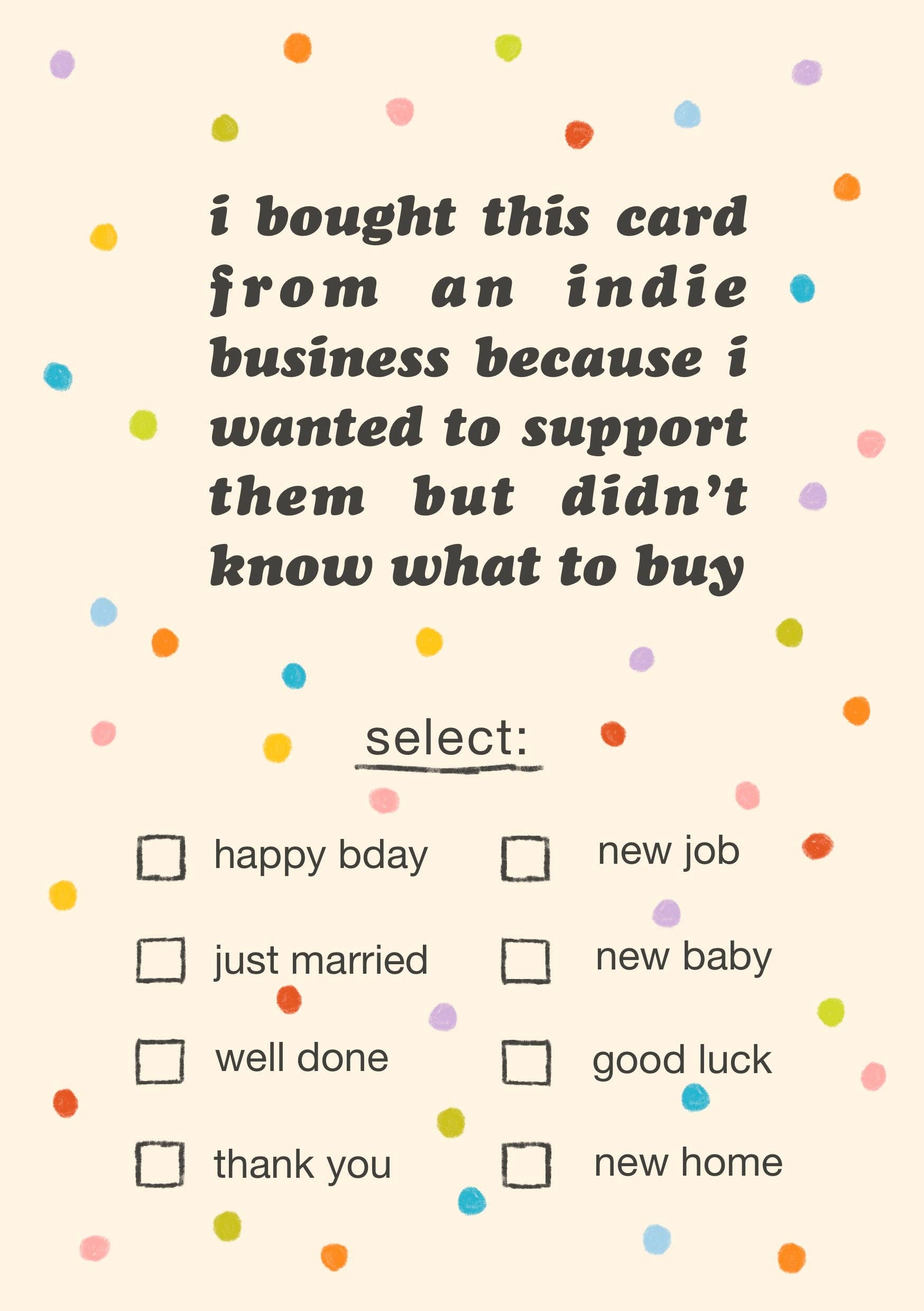 Indie Biz Greetings card