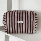 Towel Makeup Bag - Brown & Blue Stripes
