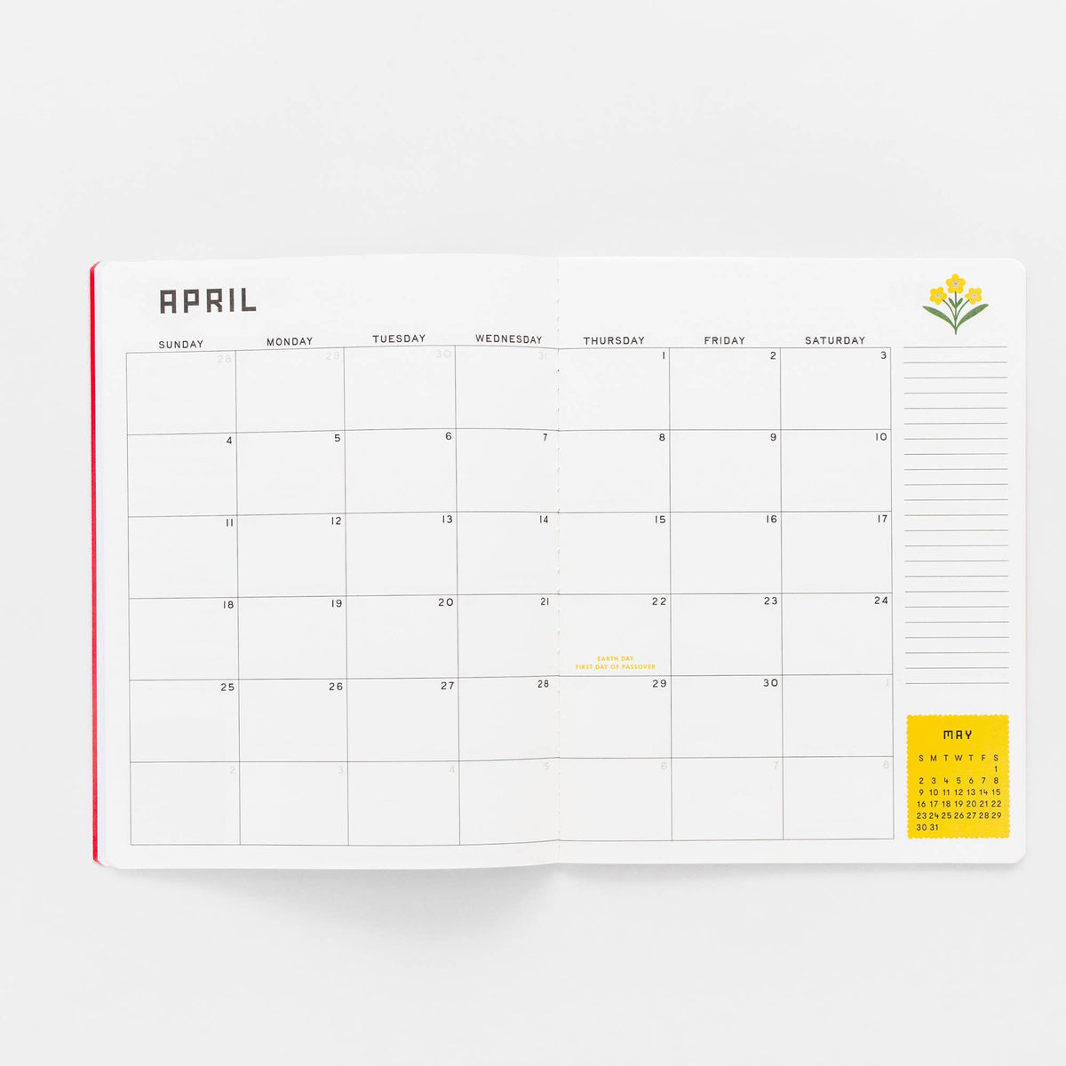 12 Month - Monthly Planner - Red Scandinavian Floral