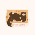 Cat Cardboard Box Vinyl Sticker - Get Comfy