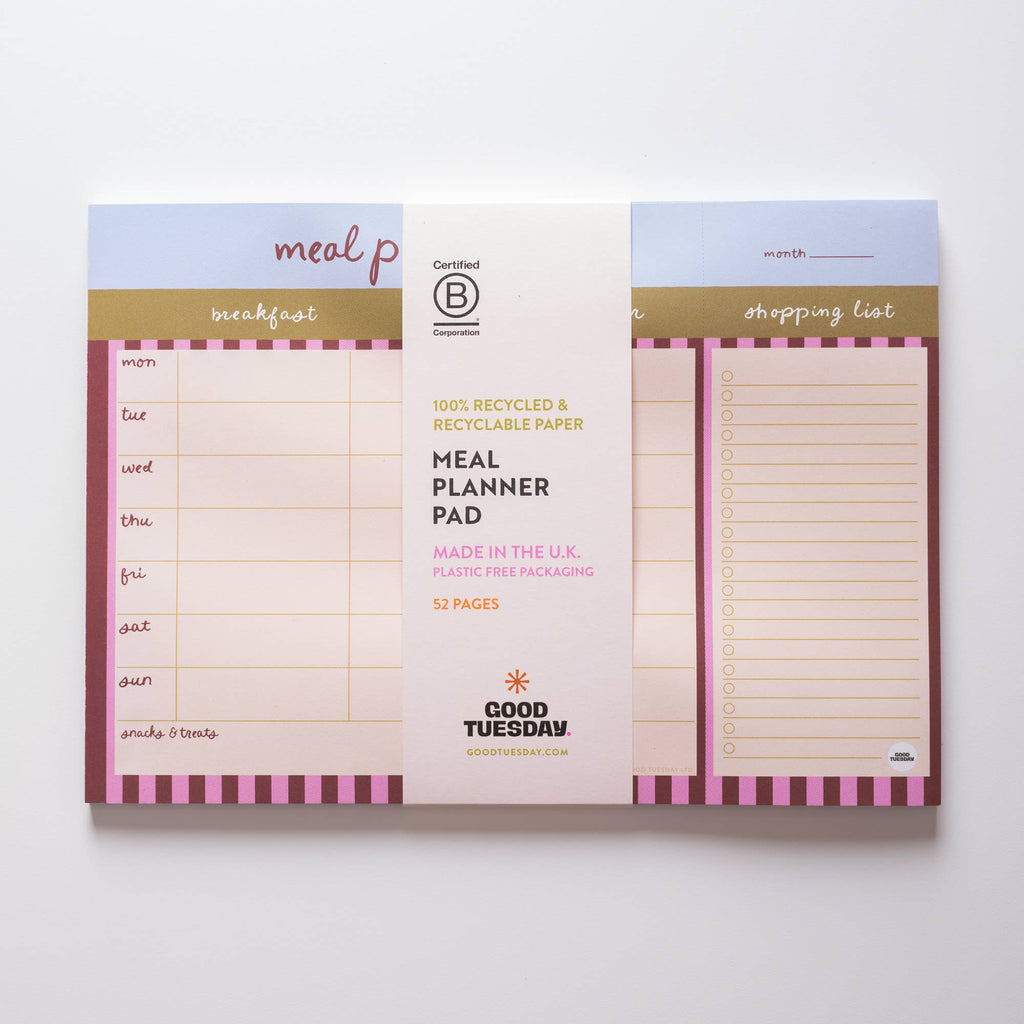 A4 Weekly Meal Planner Pad | Berry Stripe