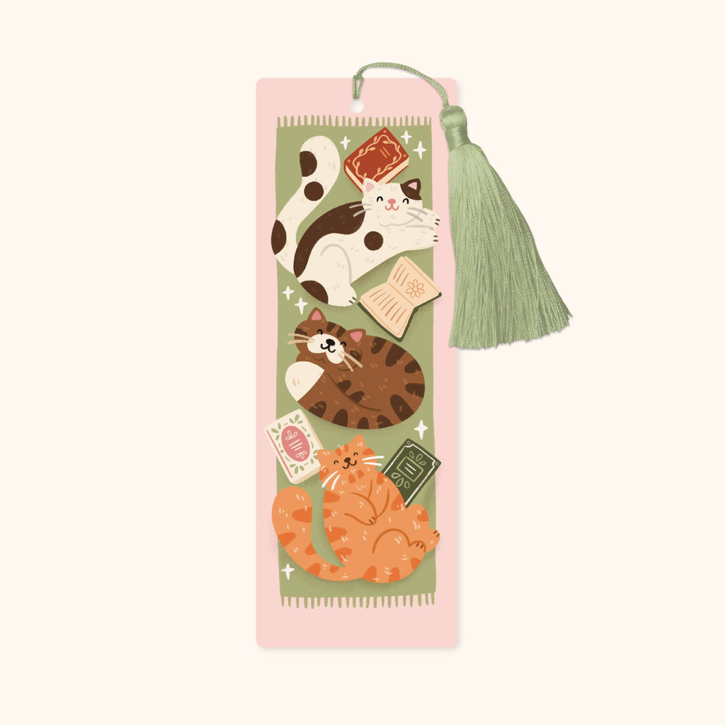 Cozy Cats Bookmark with Tassel