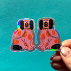 Staffordshire Dog Ornament Pink Holographic Vinyl Sticker
