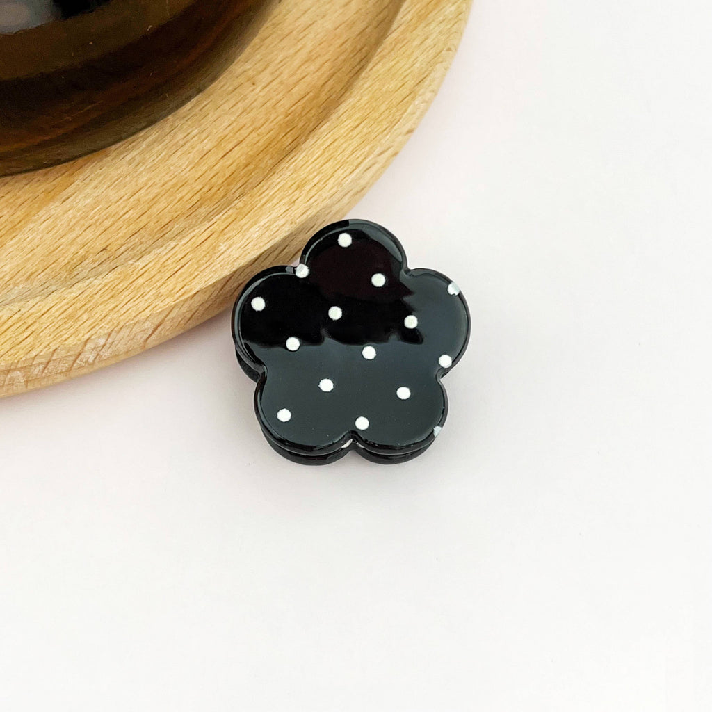 Sweet Polka Dot Flower Mini Hair Claw Clips