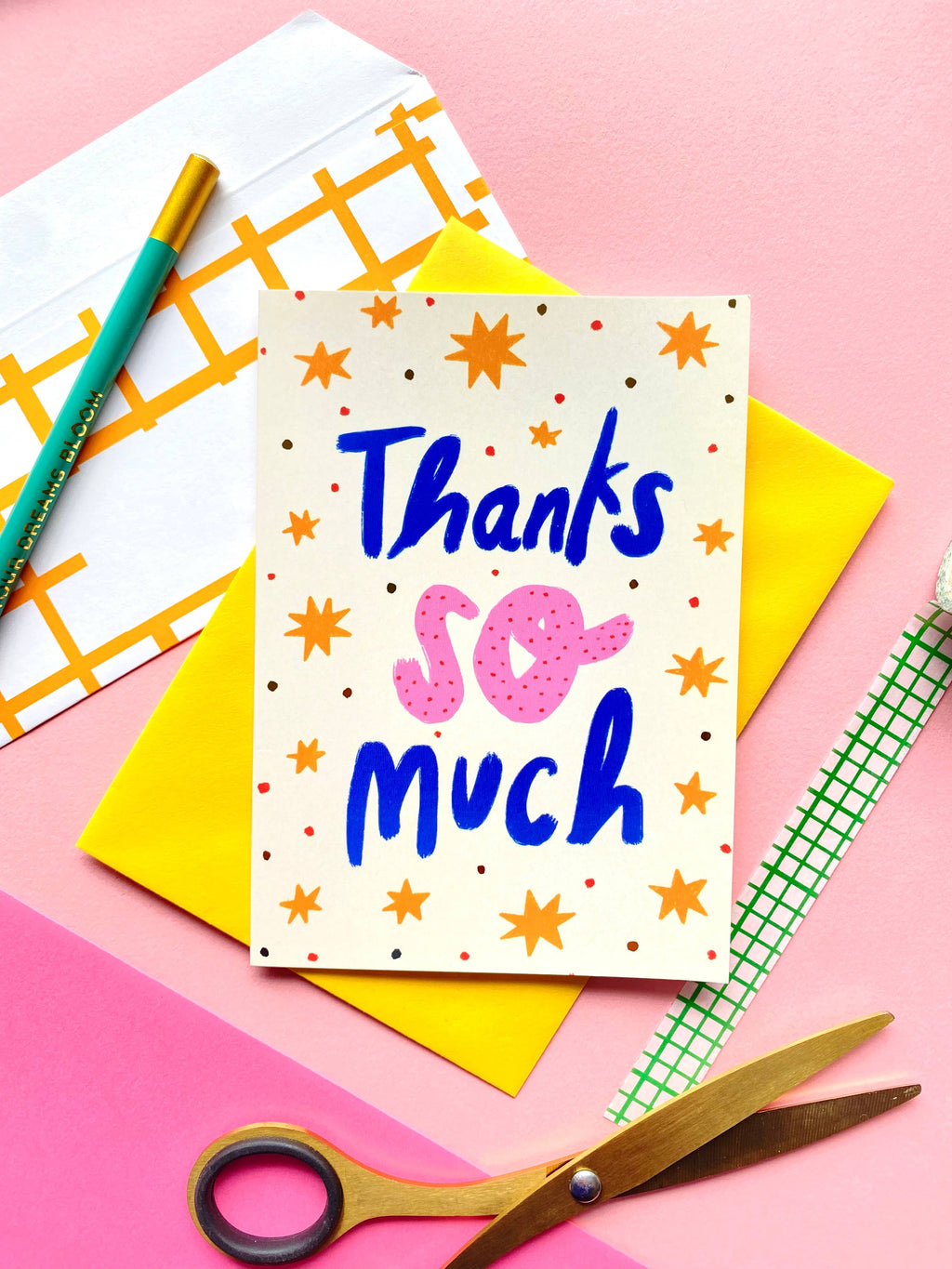 Thank You So Much Patterned Gold Stars Card
