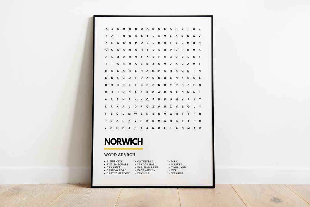 Norwich Wordsearch Art Print (A4 & A6)