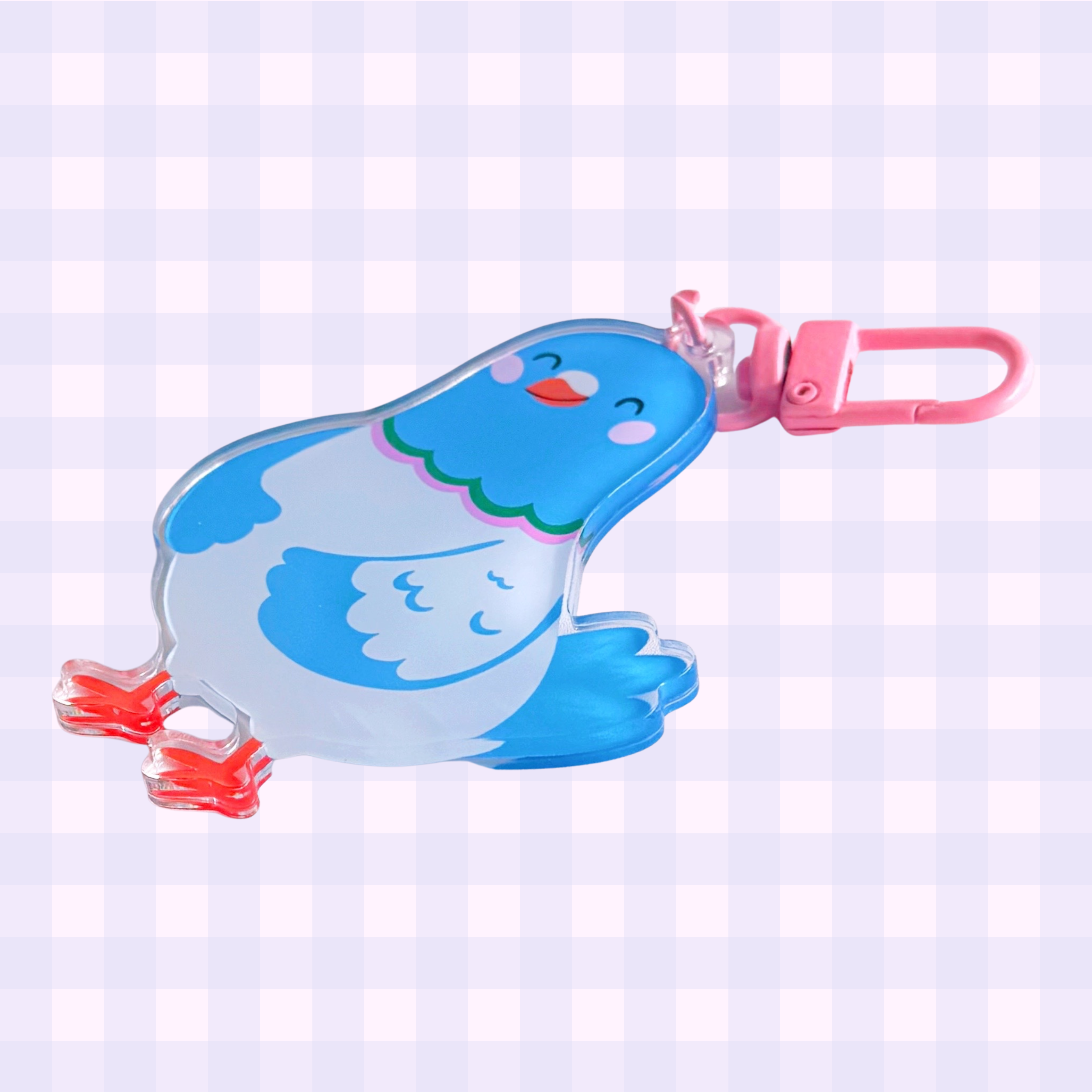 Pigeon Keyring | Acrylic Double Sided Keyring with Clasp