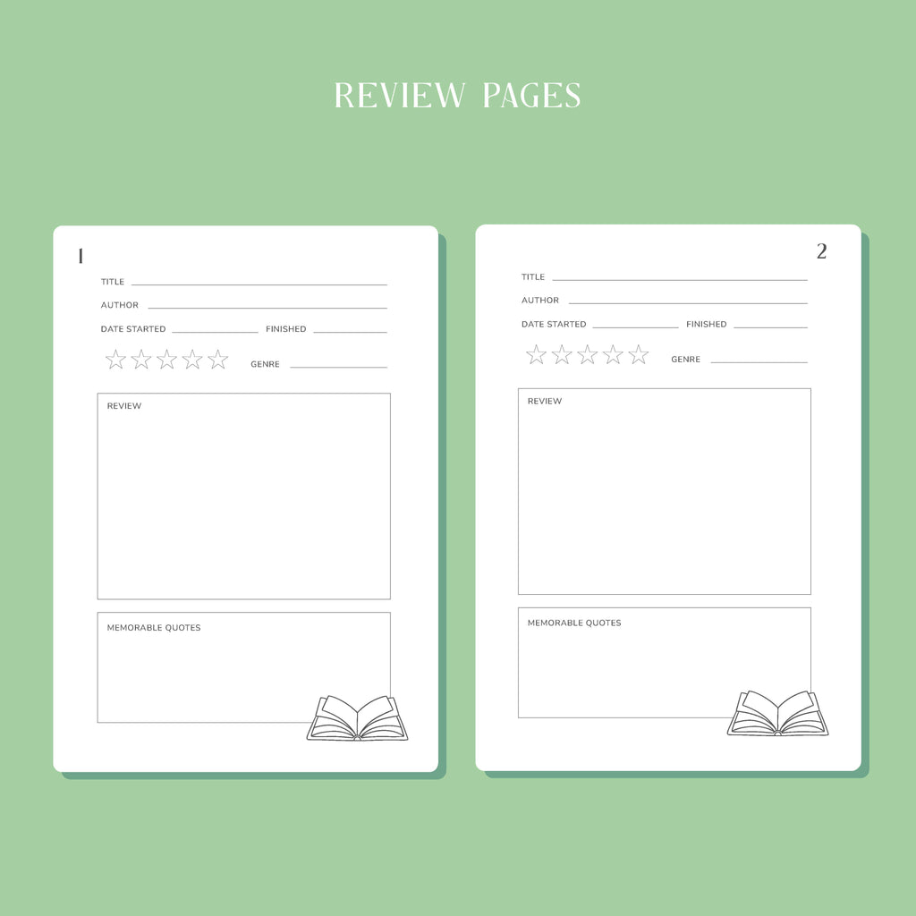 Whimsical Reading Journal Book Review Notebook