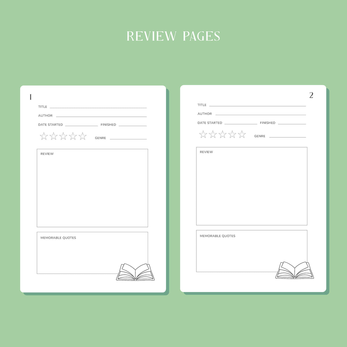 Whimsical Reading Journal Book Review Notebook