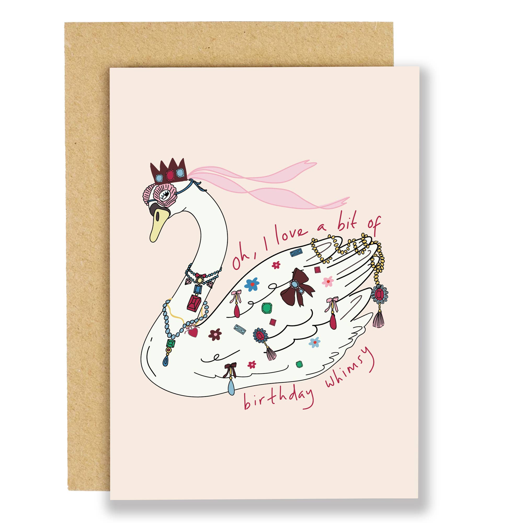 A bit of birthday whimsy swan, birthday greeting card