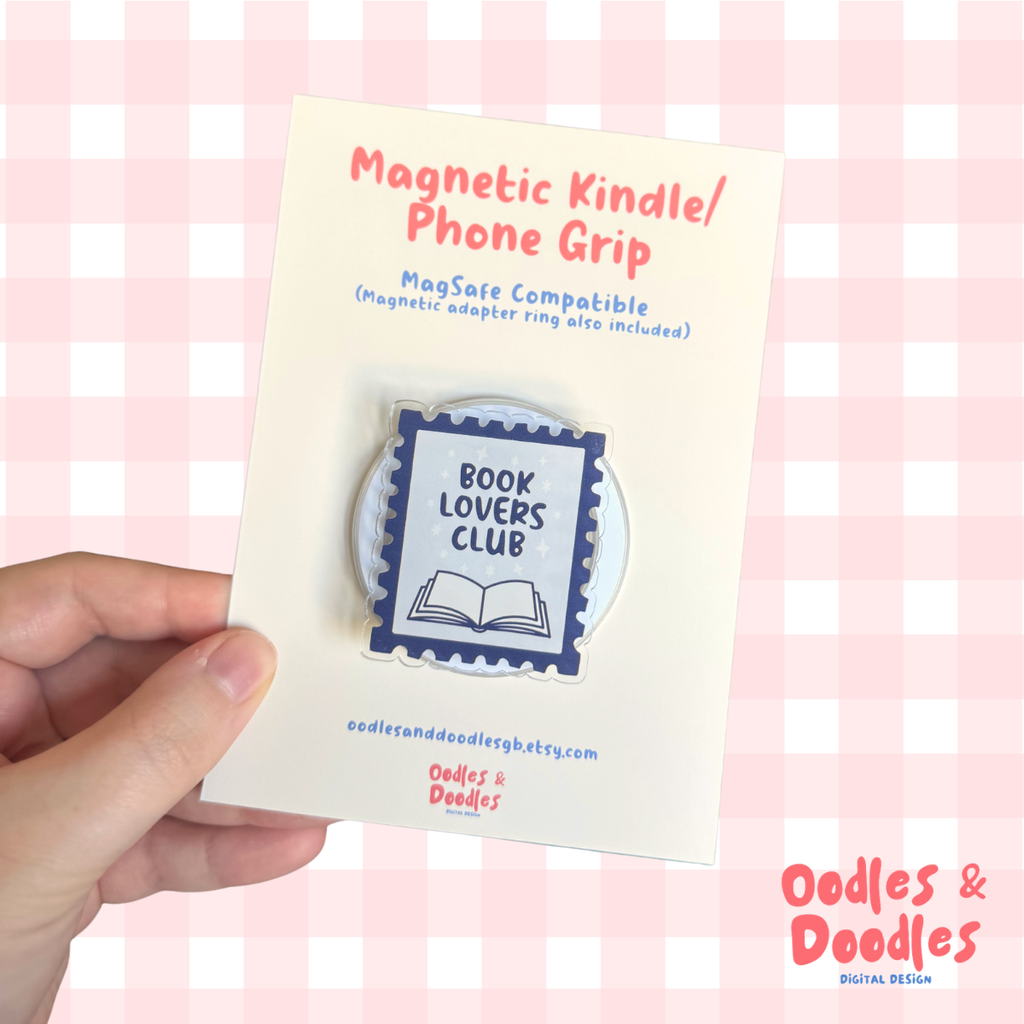 Book Lovers Club Stamp Magnetic Kindle or Phone Grip