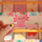 Pink Axolotl Sticker | Waterproof Vinyl Sticker