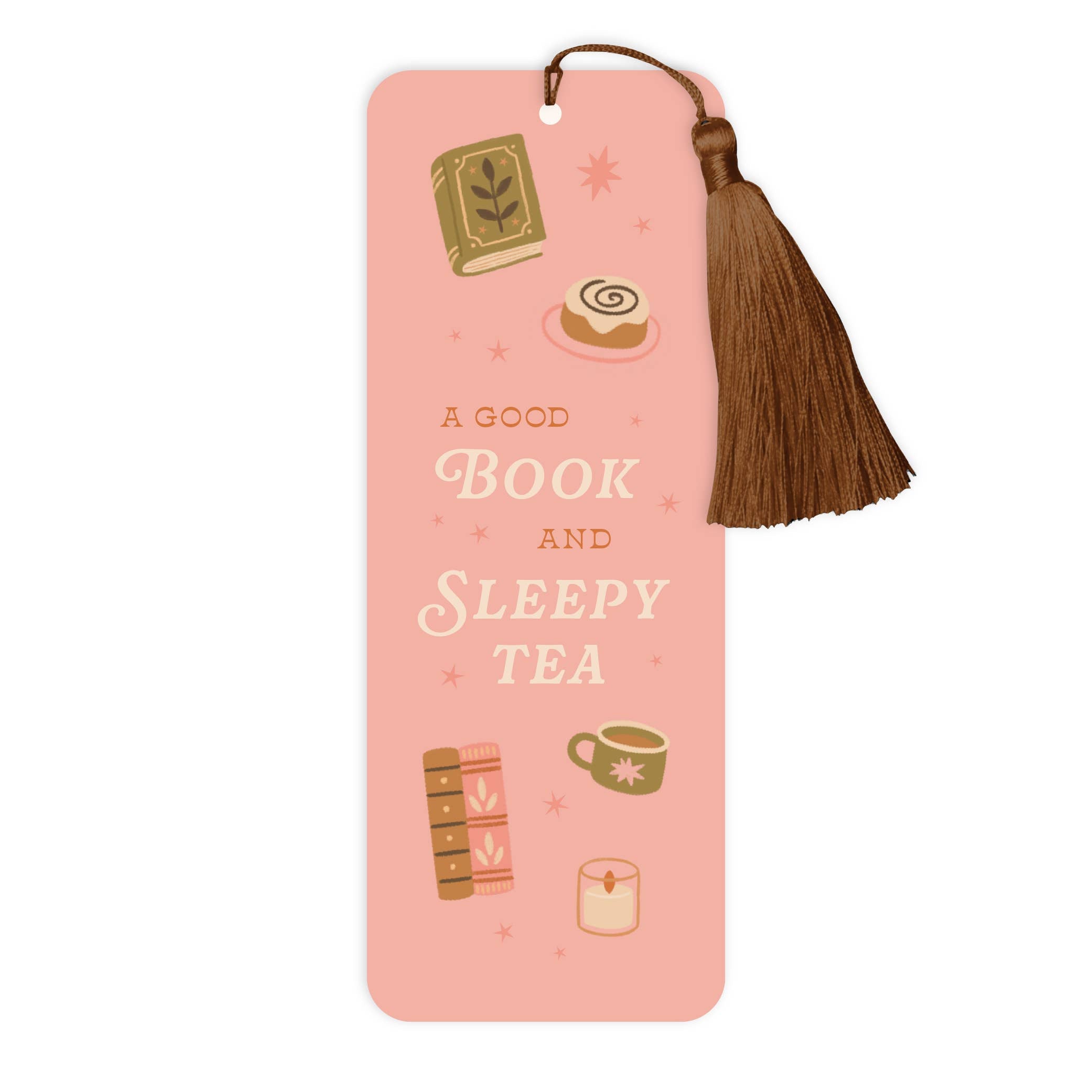 A Good Book and Sleepy Tea Bookmark with Tassel