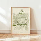 Royal Arcade Norwich Print (Green and Pink)