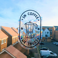 In Coffee We Trust Suncatcher Sticker