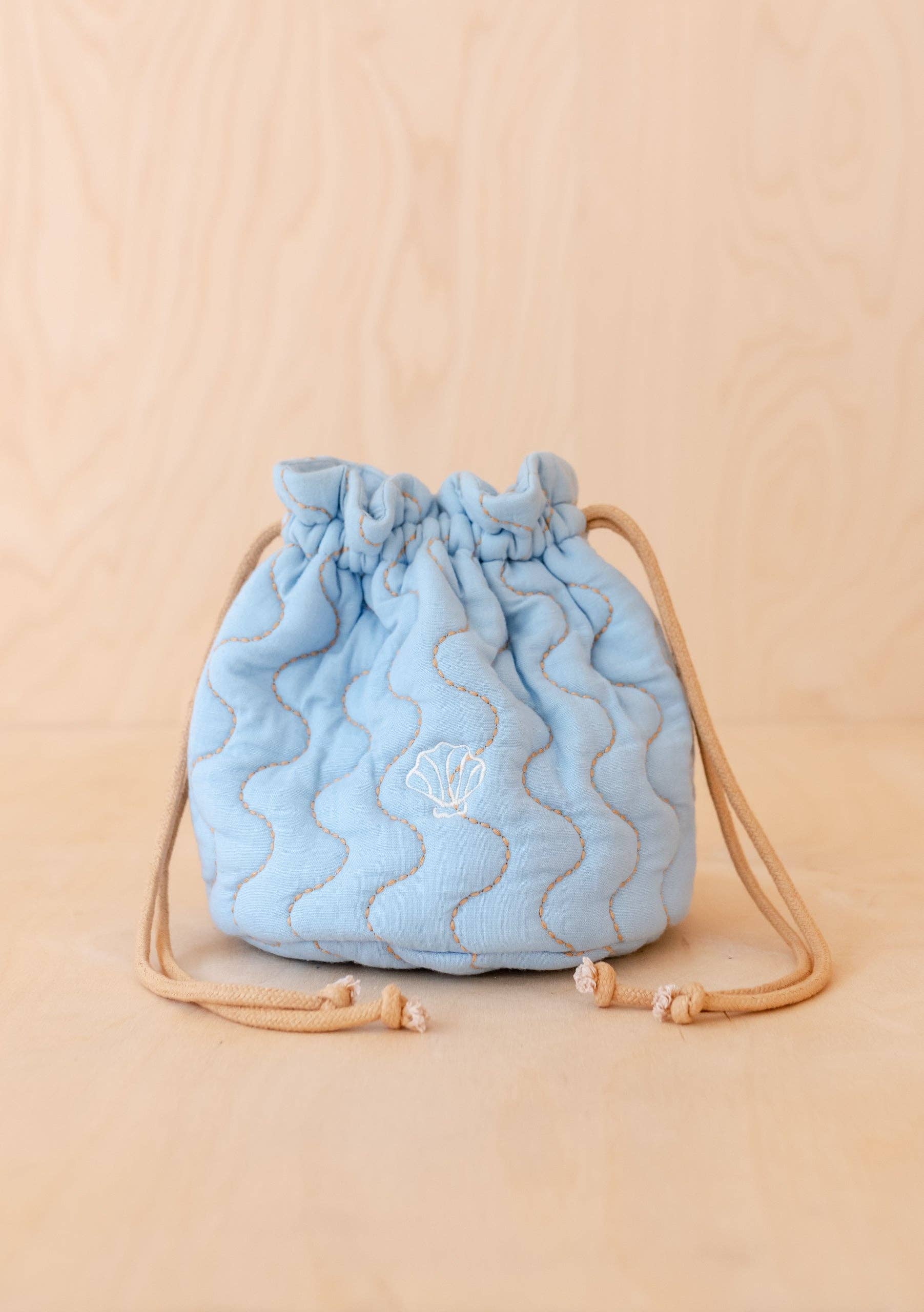 Cotton & Linen Wash Bag in Blue