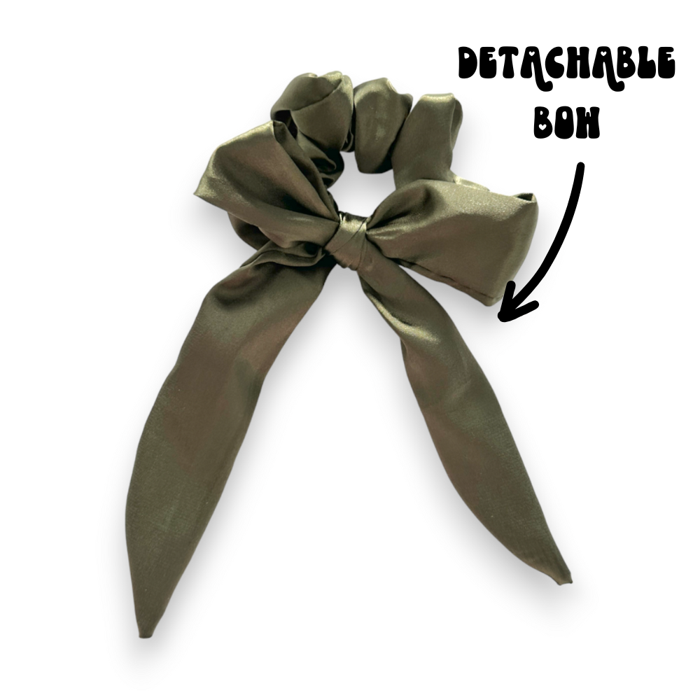 Chic Khaki Satin Bow - Women's Accessory