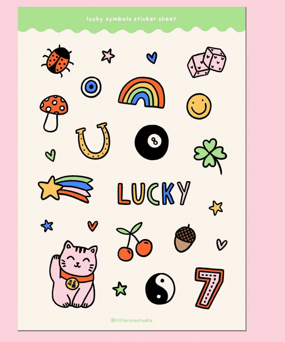 Lucky Symbols Vinyl Sticker Sheet