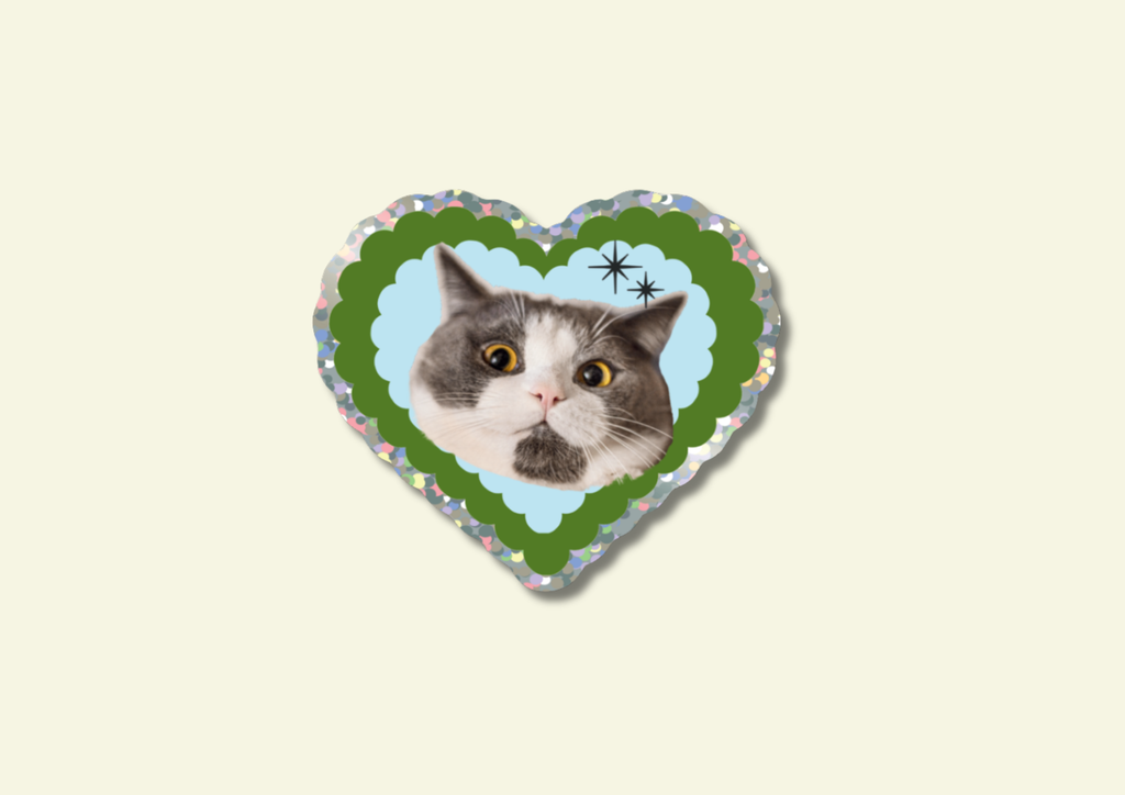 Love Cat Glitter Vinyl Sticker