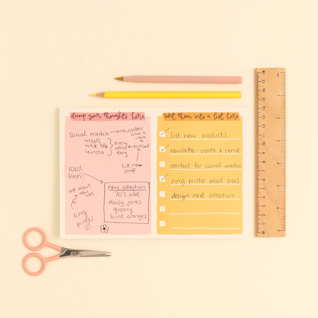 A5 notepad - organise your thoughts