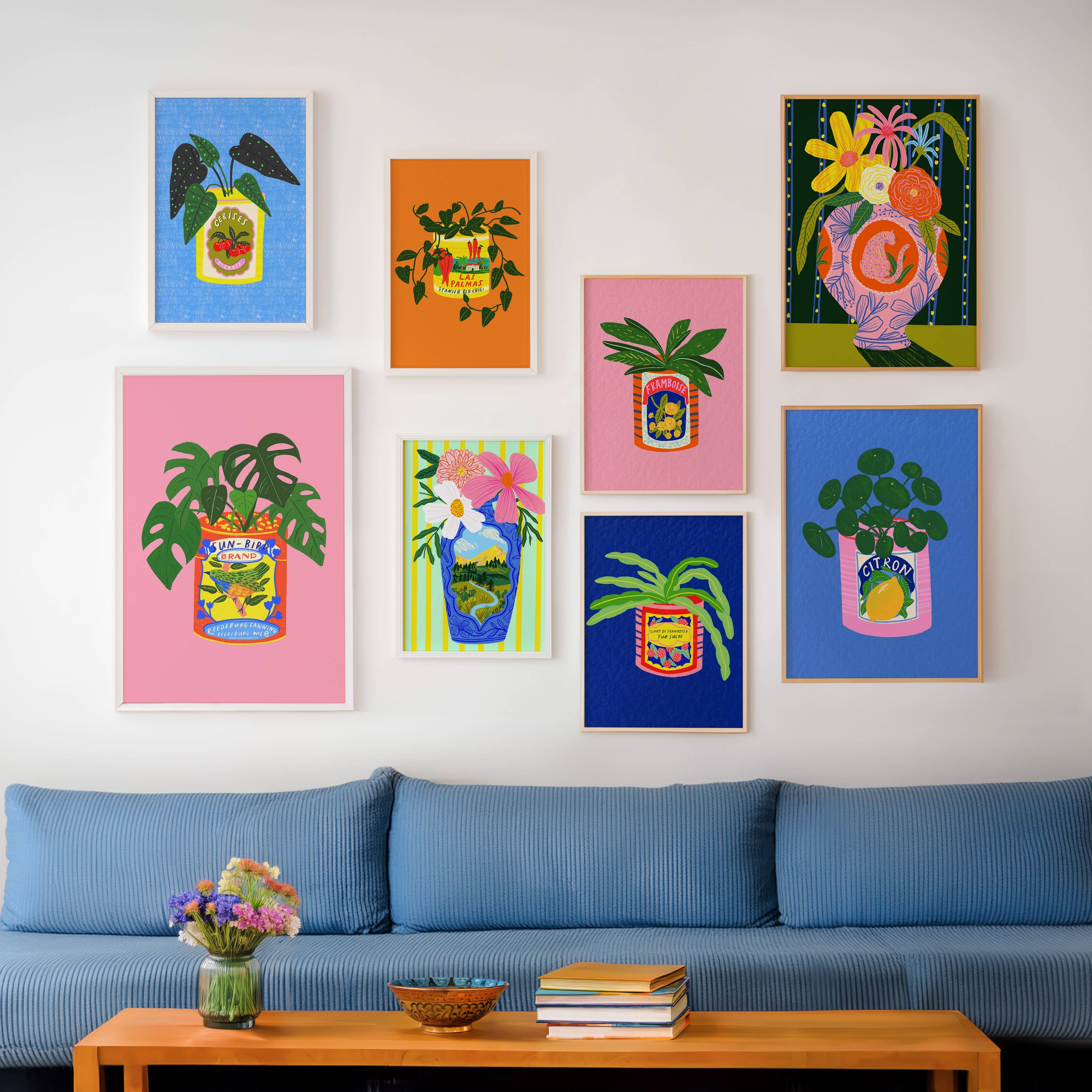 Cacti Plant and Vintage Framboise Tin Colourful Art Print (A3)