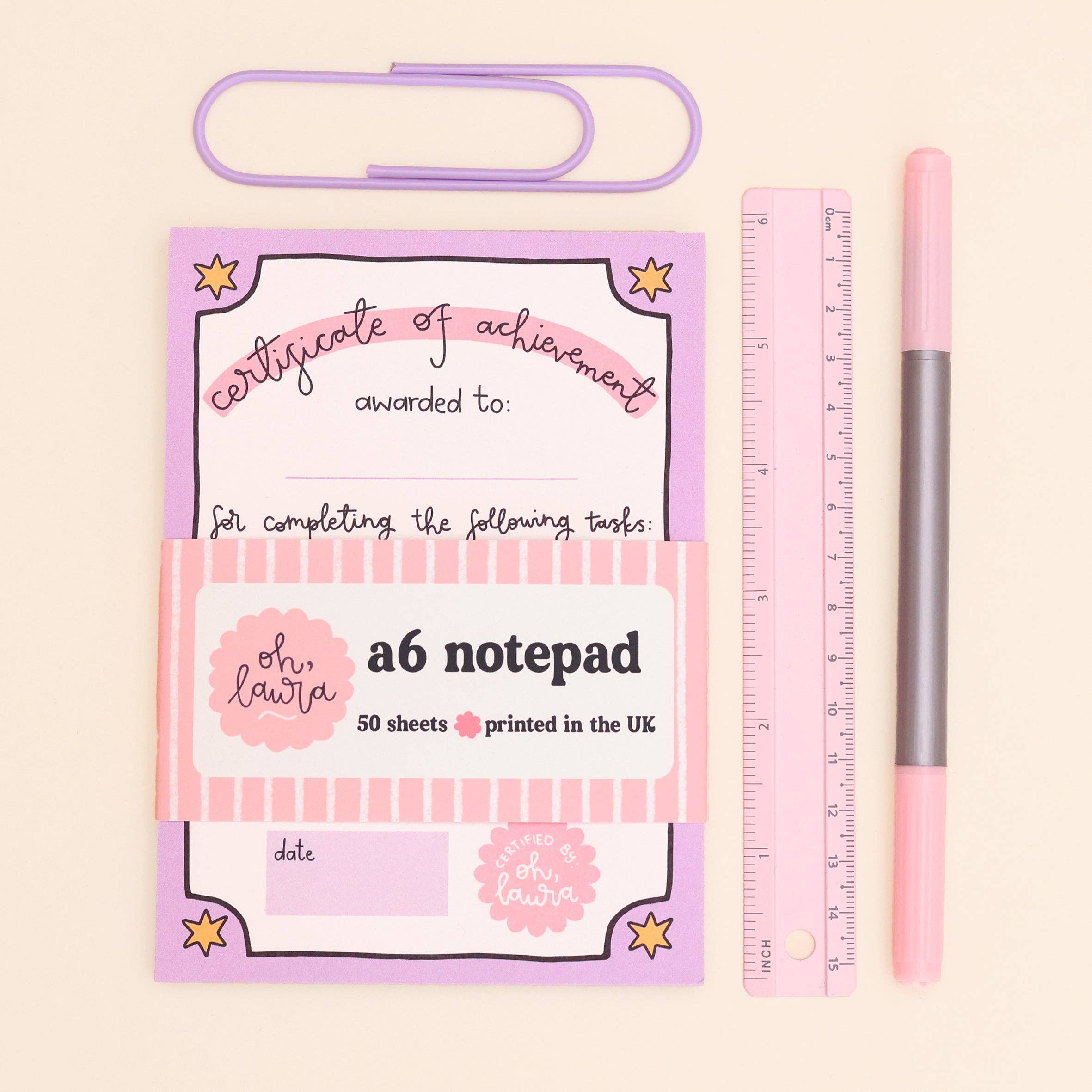 A6 Notepad - Certificate