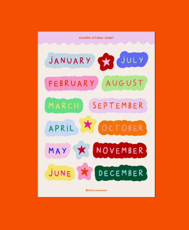 Big Months Sticker Sheet – Lazy Lobster Norwich