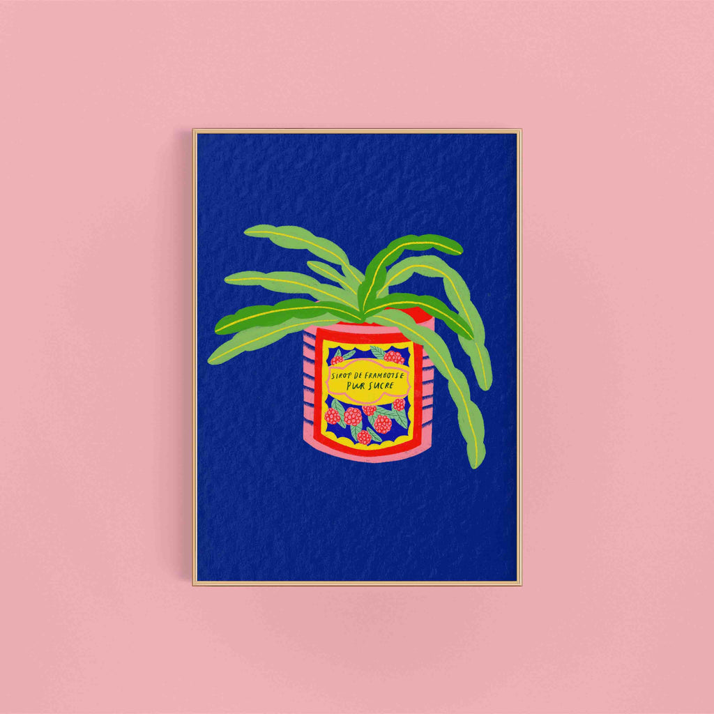 Cacti Plant and Vintage Framboise Tin Colourful Art Print (A3)