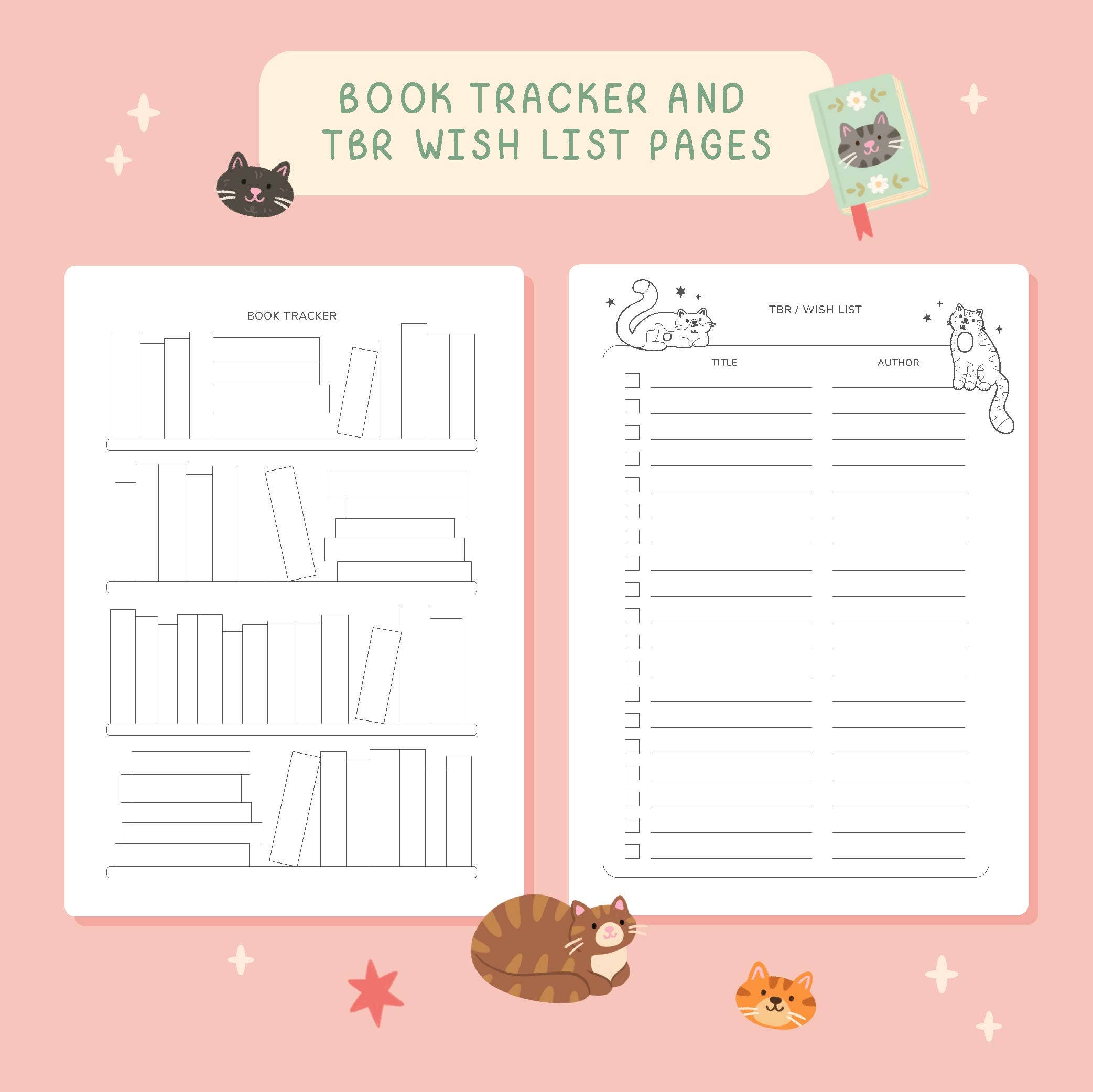 Reading Journal Cats – 50 Page Book Review Notebook