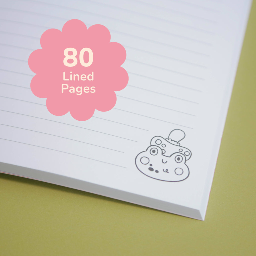 A5 Notebook, Frog Themed – Journal with 80 Lined Pages