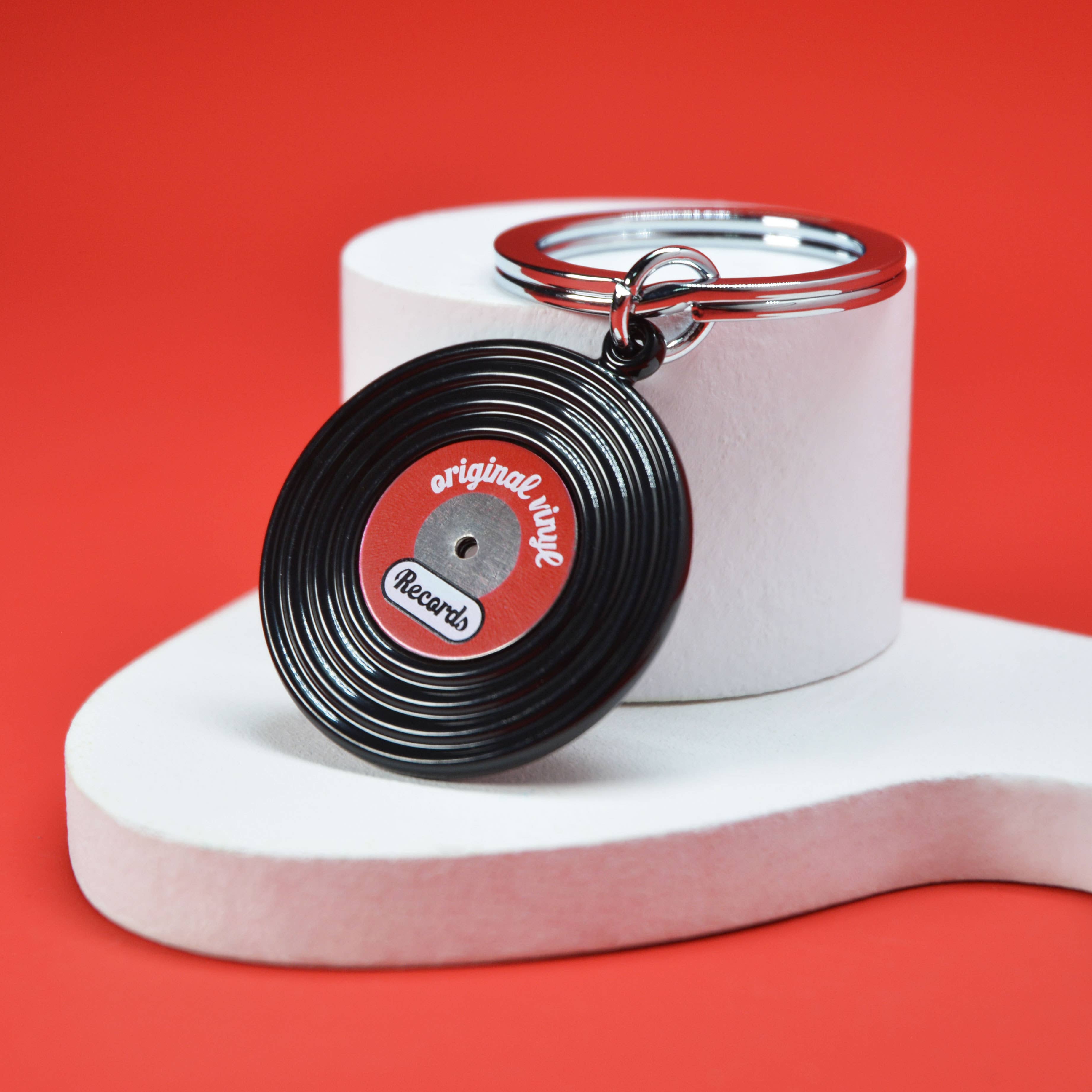 Black Vinyl Record Keyring