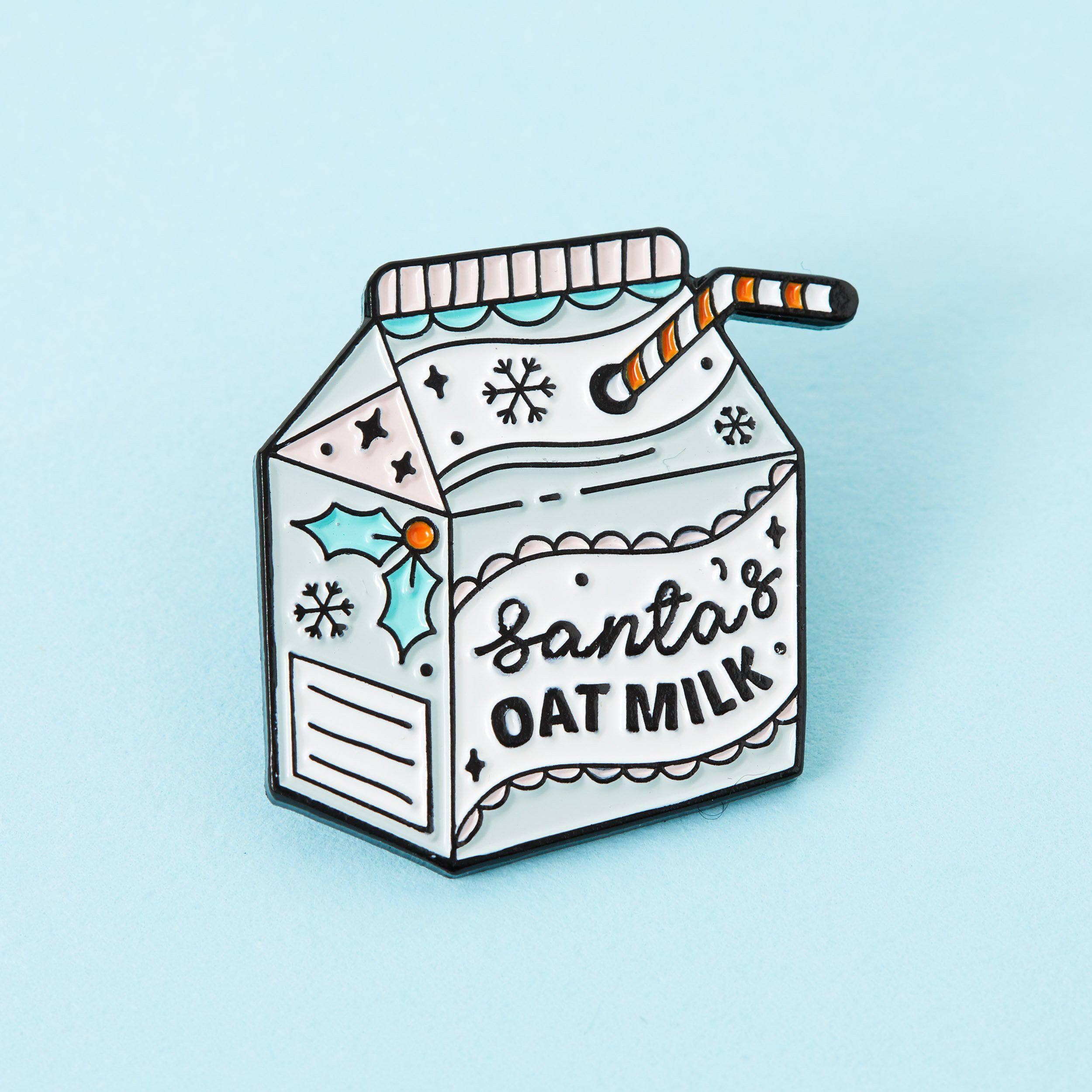 Santa's Oat Milk Enamel Pin