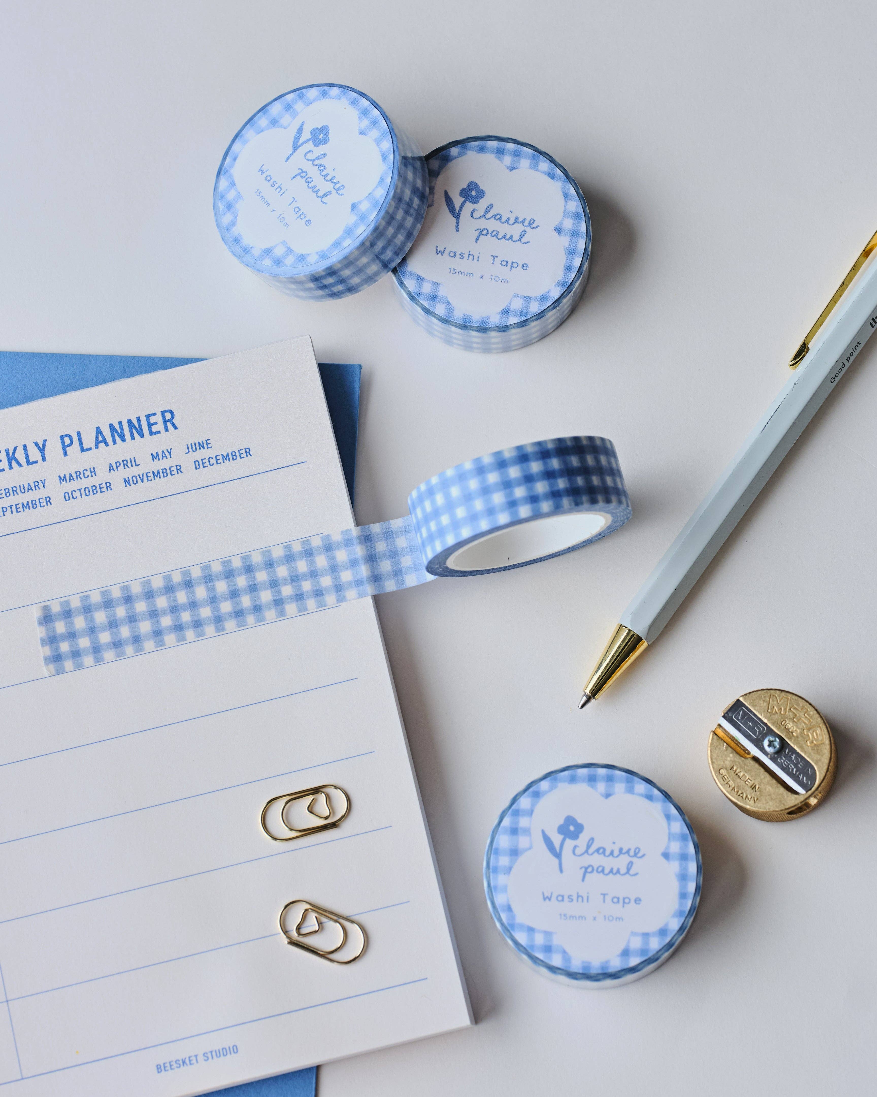 Blue Gingham Washi Tape